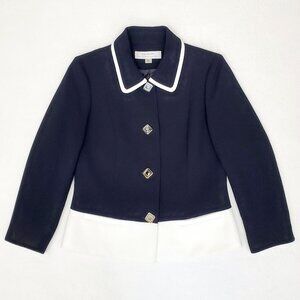 TAHARI ASL Womens Size 2 / XS Black & White Button Pant Suit Blazer Jacket Coat